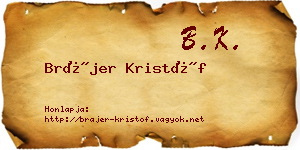 Brájer Kristóf névjegykártya
